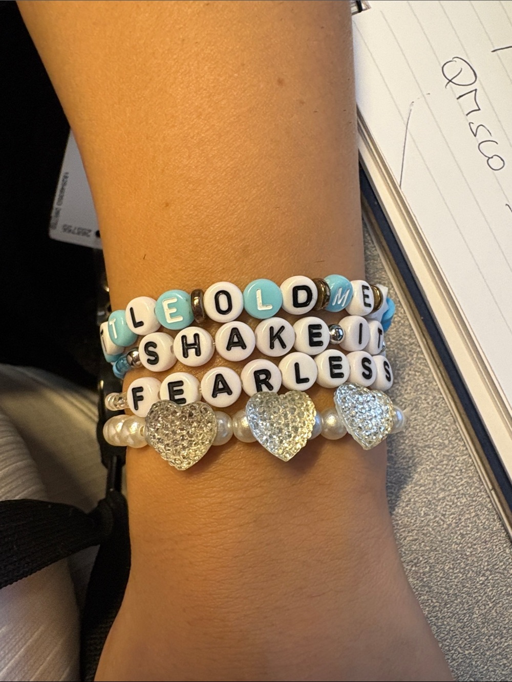 Handmade Bracelet Set Womens OS Blue Good Taylor Swift Fearless Beaded Hearts